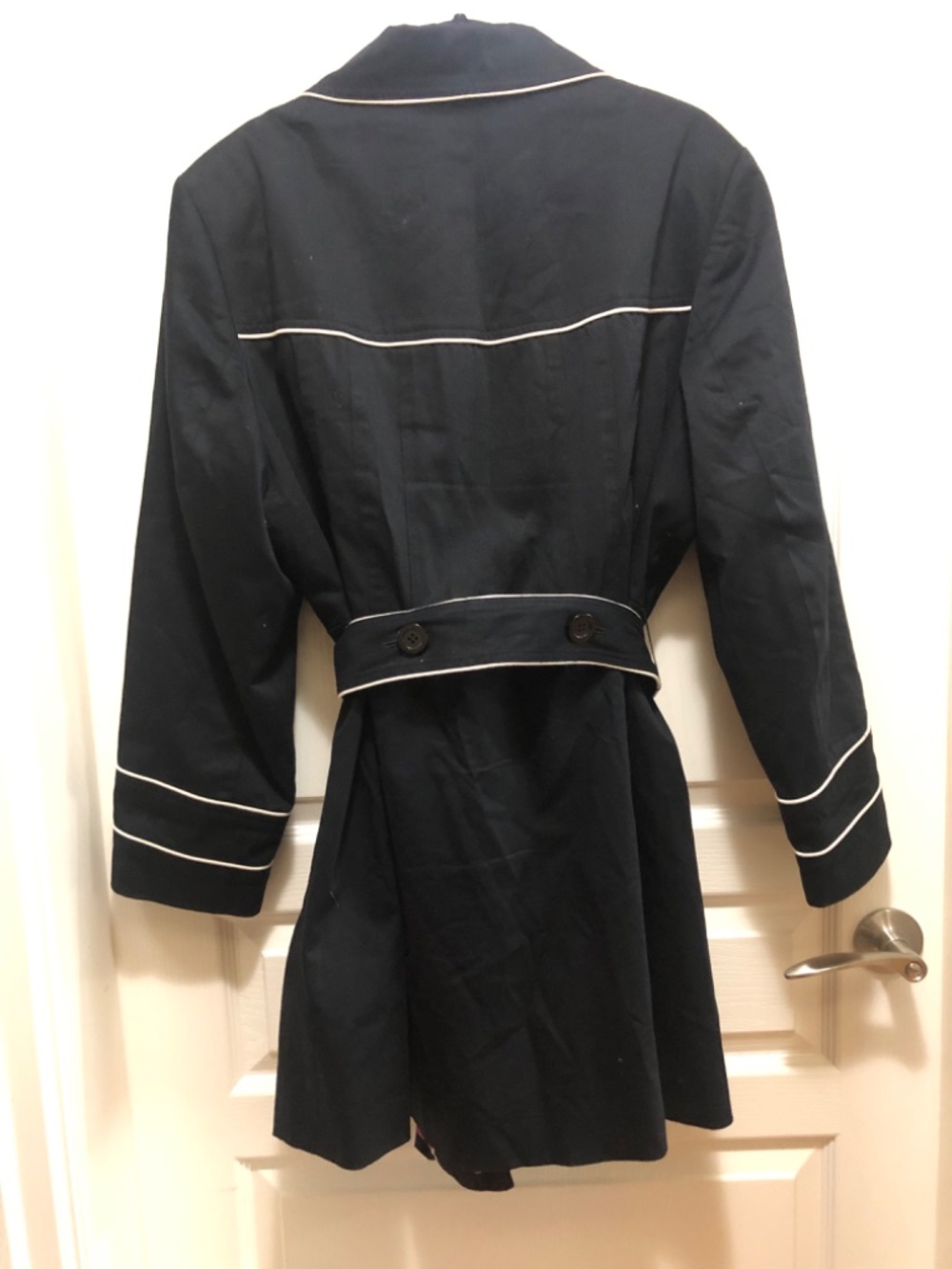 Lane Bryant 18/20W black cotton trench belted lined with pink - Picture 2 of 6